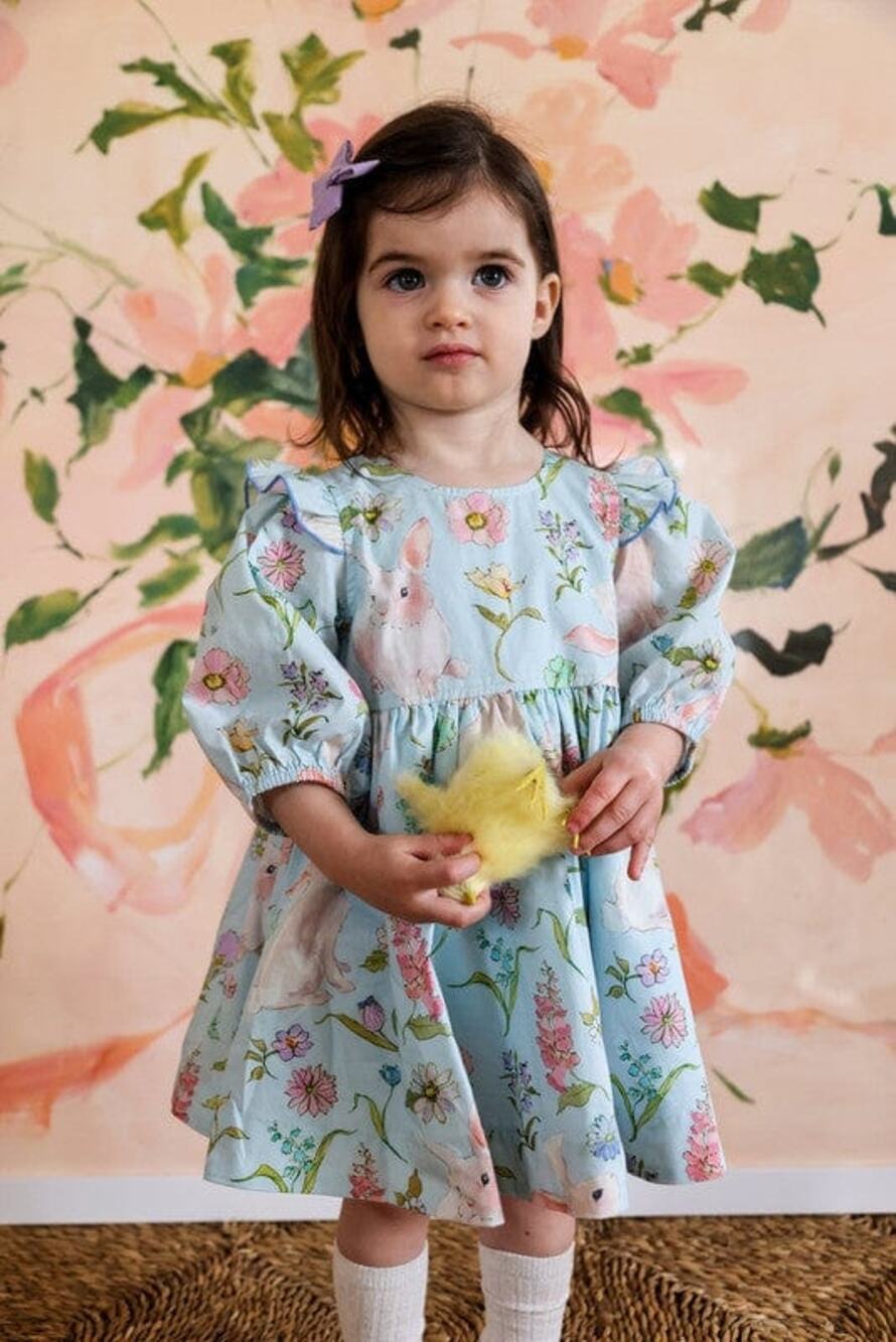 Pink Chicken Girls' Easter Brooke Botanical Bunnies Dress Size 18 Months 2T